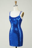 Robe de retour sans paillettes bleu royal