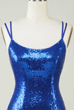 Robe de retour sans paillettes bleu royal