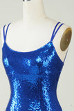 Robe de retour sans paillettes bleu royal