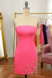 Robe de retour serrée rose avec étoile et franges
