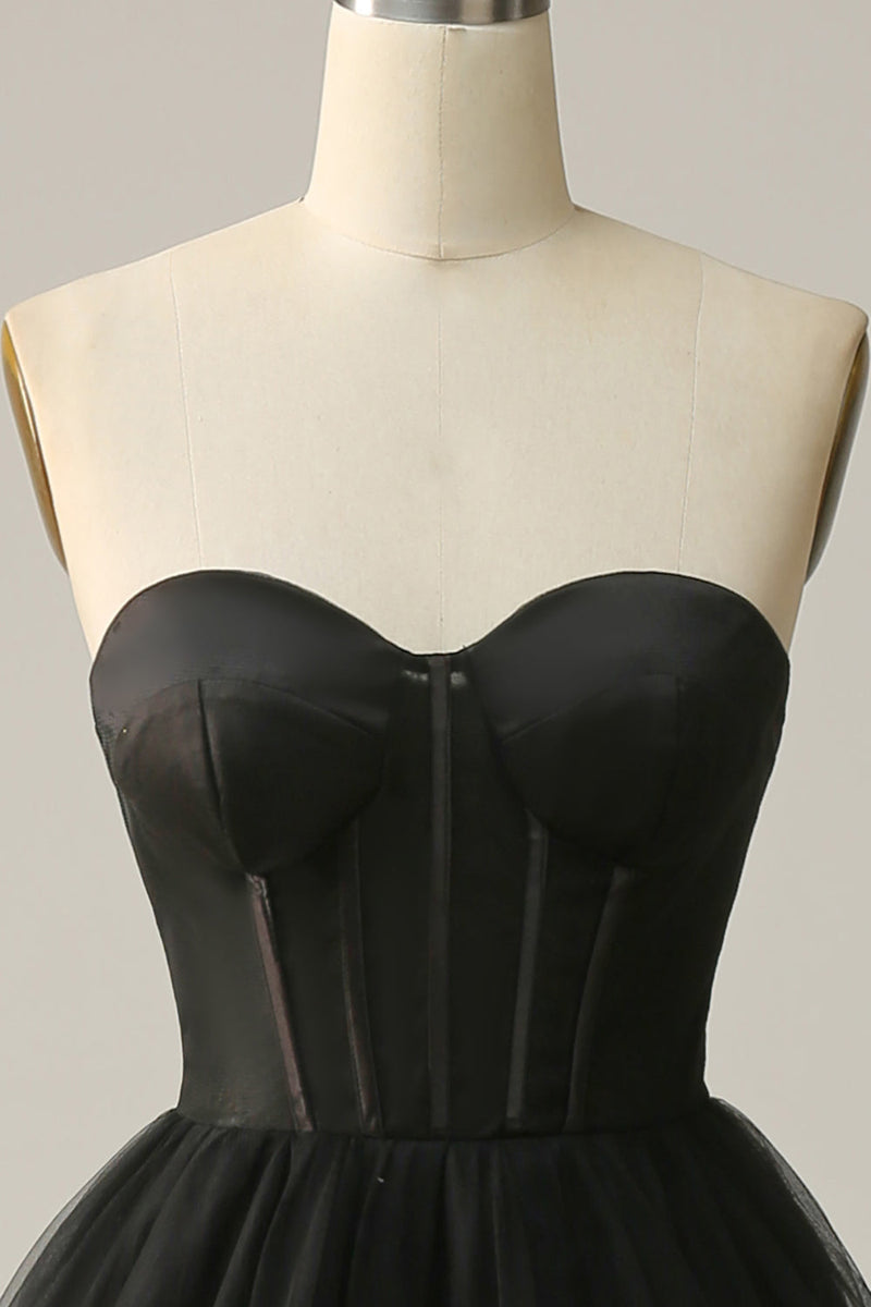 Charger l&#39;image dans la galerie, Une robe de Soirée corset noire à volants