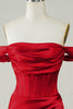 Charger l&#39;image dans la galerie, Rouge de l’épaule Asymétrique Serré Robe courte de cocktail
