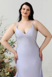 Sirène Spaghetti Strapes Lilas Plus Taille Robe de bal avec Criss Cross Back