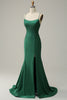 Charger l&#39;image dans la galerie, Sangles Spaghetti Sirène Robe de bal longue vert foncé avec perles