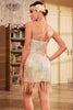 Charger l&#39;image dans la galerie, Fourreau scintillant une épaule paillettes dorées robe des années 20