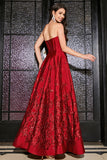 Princesse A-ligne Bretelles Rouge Foncé Corset Longue Robe de Bal avec Accessoire