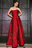 Charger l&#39;image dans la galerie, Princesse A-ligne Bretelles Rouge Foncé Corset Longue Robe de Bal avec Accessoire