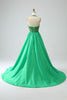 Charger l&#39;image dans la galerie, Robe de soirée dos nu vert satiné avec perles