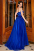 Charger l&#39;image dans la galerie, Robe de bal longue perlée en perles bleu royal A-Line Sweetheart avec accessoire