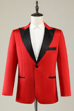 Blazer de bal rouge revers cranté pour homme