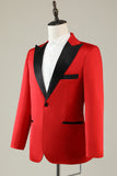 Blazer de bal rouge revers cranté pour homme