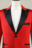 Blazer de bal rouge revers cranté pour homme