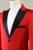 Blazer de bal rouge revers cranté pour homme