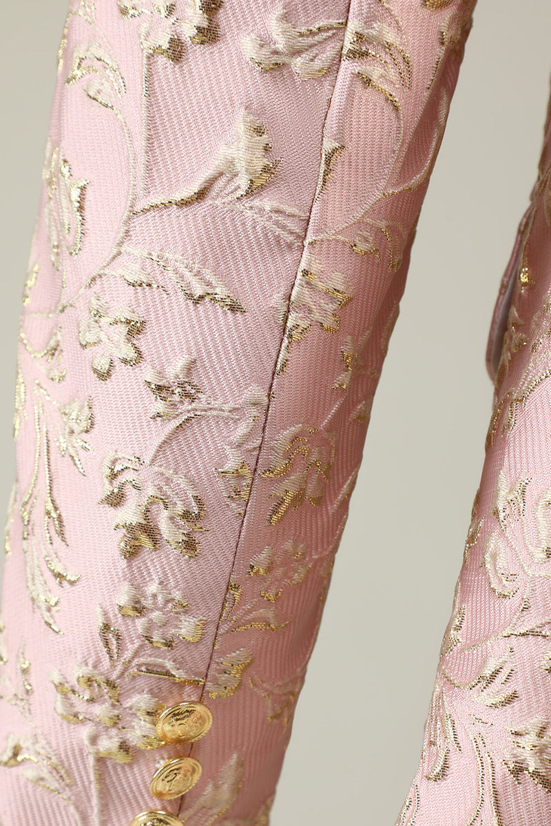 Charger l&#39;image dans la galerie, Châle rose pâle Revers Jacquard Costumes de bal pour hommes