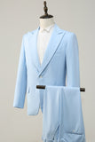 Light Blue Peak Lapel 2 pièces Costumes de bal pour hommes