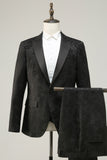 Peak Lapel Black Jacquard Costumes de bal pour hommes