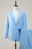 Peak Lapel Single Breasted Sky Blue Costume de bal pour hommes