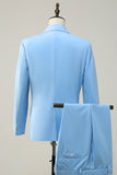 Peak Lapel Single Breasted Sky Blue Costume de bal pour hommes