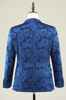 Peak Lapel Jacquard Royal Blue Blazer de soirée des finissants pour hommes