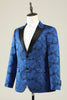 Charger l&#39;image dans la galerie, Peak Lapel Jacquard Royal Blue Blazer de soirée des finissants pour hommes
