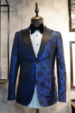 Peak Lapel Jacquard Deux boutons Bleu Royal Blazer de Soirée des finissants pour hommes