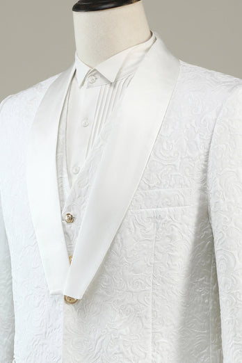 Costumes de bal 3 pièces en jacquard châle blanc