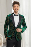 Blazer Homme Vert Foncé à Revers en Pointe