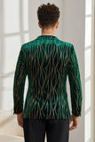 Blazer Homme Vert Foncé à Revers en Pointe