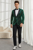 Blazer Homme Vert Foncé à Revers en Pointe