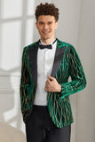 Blazer Homme Vert Foncé à Revers en Pointe