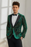 Blazer Homme Vert Foncé à Revers en Pointe
