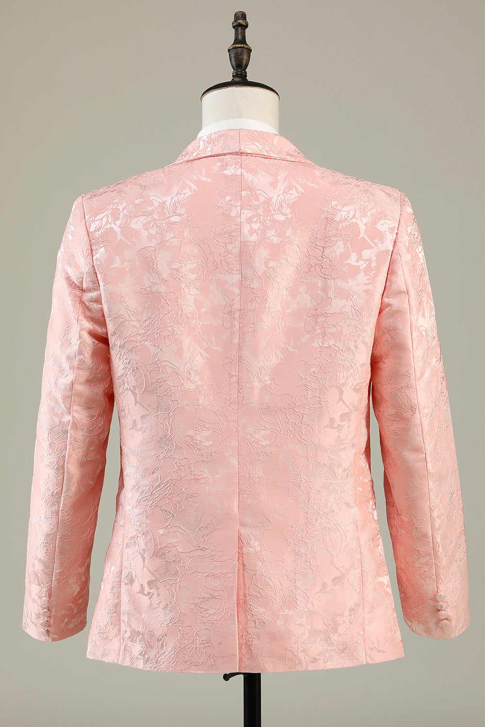 Rose clair Jacquard 2 pièces Châle Revers Un bouton Costumes de soirée