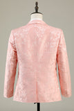 Rose clair Jacquard 2 pièces Châle Revers Un bouton Costumes de soirée