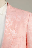 Rose clair Jacquard 2 pièces Châle Revers Un bouton Costumes de soirée
