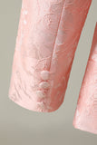 Rose clair Jacquard 2 pièces Châle Revers Un bouton Costumes de soirée