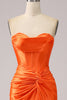 Charger l&#39;image dans la galerie, Sirène orange chérie Corset longue robe de bal scintillante avec fente