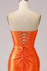 Charger l&#39;image dans la galerie, Sirène orange chérie Corset longue robe de bal scintillante avec fente
