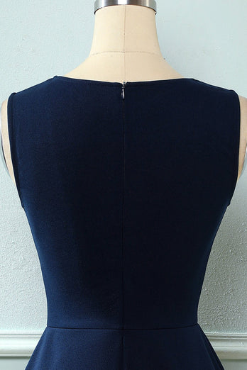 Robe trapèze bleu marine vintage des années 50