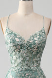 Sirène Robe de Soirée à lacets vert clair avec appliques