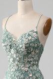 Sirène Robe de Soirée à lacets vert clair avec appliques