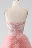 Charger l&#39;image dans la galerie, Blush A-ligne Bretelles Perles Robe Longue À Niveaux