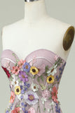 Robe bustier A Line avec fleurs 3D