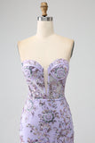 Sirène bustier lavande Corset robe de soirée avec perles
