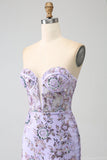 Sirène bustier lavande Corset robe de soirée avec perles