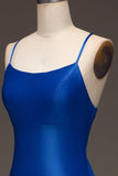 Simple robe longue de sirène en satin bleu royal