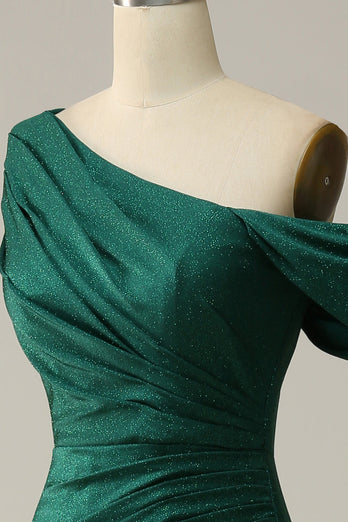 Sirène Une épaule Robe de Soirée longue vert foncé