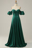Charger l&#39;image dans la galerie, Une ligne de l’épaule vert foncé robe de Soirée longue