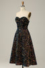 Charger l&#39;image dans la galerie, Une ligne Amoureux Paillettes Noires Midi Robe de Soirée