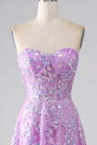 Violet A-ligne bustier Corset robe de soirée avec Appliques