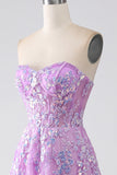 Violet A-ligne bustier Corset robe de soirée avec Appliques